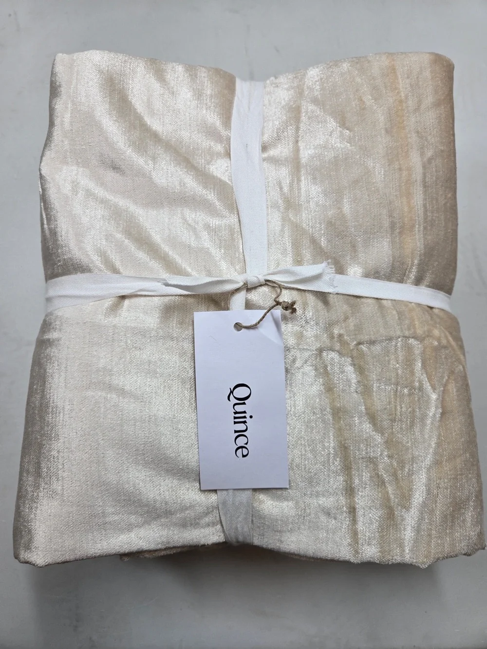 NWT QUINCE Set Of 2 48x84 Luster Velvet Curtains Champagne 8927